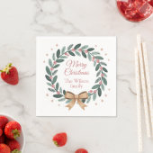 Personalisierter Familien-Weihnachtskranz Serviette (Beispiel)