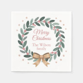 Personalisierter Familien-Weihnachtskranz Serviette (Vorderseite)