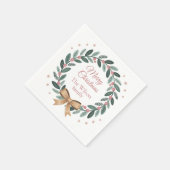 Personalisierter Familien-Weihnachtskranz Serviette (Ecke)