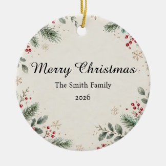 Personalisierter Familien-Weihnachtsschmuck 2026 Keramik Ornament
