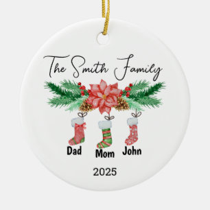 Personalisierter Familienanhänger für drei Persone Keramik Ornament