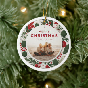 Personalisierter Familienbildschmuck Festlich Keramik Ornament