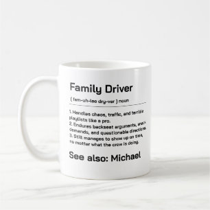 Personalisierter Familienfahrer   Lustiges täglich Kaffeetasse