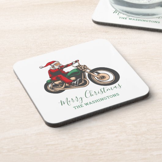 Personalisierter Familienfahrer Weihnachten Getränkeuntersetzer (Linke Seite)