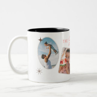 personalisierter Familienfoto-Collage-Becher. Zweifarbige Tasse