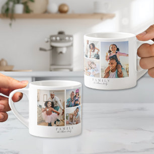 Personalisierter Familienfoto-Collage-Name Espressotasse