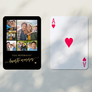 Personalisierter Familienfoto-Collagen-Name in Sch Spielkarten