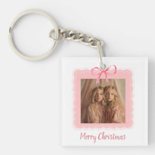 Personalisierter Familienfoto-Frohe-Weihnachten-An Schlüsselanhänger