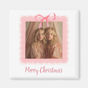 Personalisierter Familienfoto-Frohe-Weihnachten-Ma Magnet