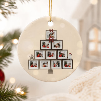 Personalisierter Familienfoto-Weihnachtsbaumschmuc Keramik Ornament