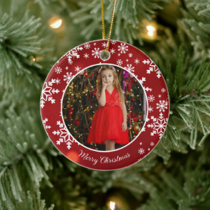 Personalisierter Familienfoto-Weihnachtsbaumschmuc Keramik Ornament