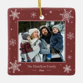 Personalisierter Familienfoto-Weihnachtsbaumschmuc Keramikornament