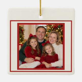 Personalisierter Familienfoto-Weihnachtsbaumschmuc Keramikornament
