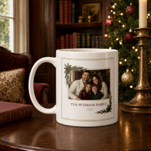 Personalisierter Familienfoto-Weihnachtskaffeebech Kaffeetasse