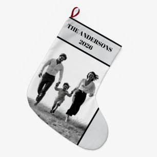 Personalisierter Familienfoto-Weihnachtsstrumpf Großer Weihnachtsstrumpf