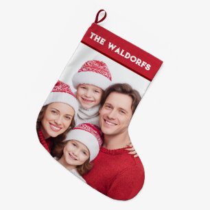 Personalisierter Familienfoto-Weihnachtsstrumpf Großer Weihnachtsstrumpf