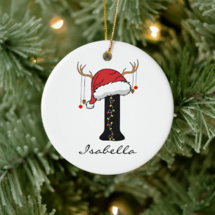 Personalisierter Familienmonogramm-Schmuck für Fre Keramik Ornament