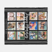 Personalisierter Familienname 12 Schwarz-Foto-Coll Fleecedecke (Vorderseite (Horizontal))