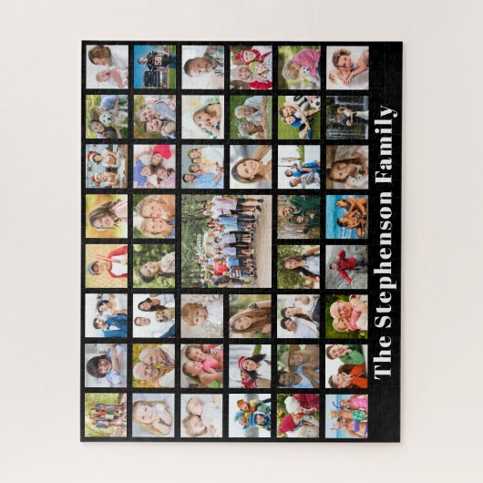 Personalisierter Familienname 45 Schwarz Puzzle (Vertikal)