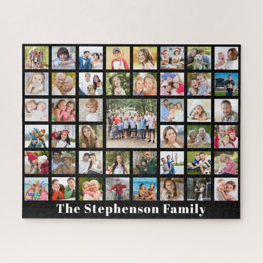 Personalisierter Familienname 45 Schwarz Puzzle (Horizontal)