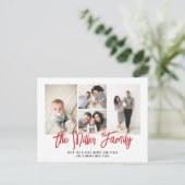 Personalisierter Familienname 4 FotoCollage Feiertagspostkarte (Stehend Vorderseite)