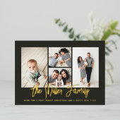 Personalisierter Familienname 4 FotoCollage Folien Feiertagskarte (Stehend vorne)