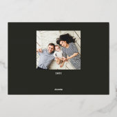 Personalisierter Familienname 4 FotoCollage Folien Feiertagskarte (Rückseite)