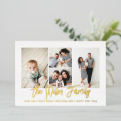 Personalisierter Familienname 4 FotoCollage Folien Feiertagskarte (Stehend vorne)