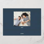 Personalisierter Familienname 4 FotoCollage Folien Feiertagskarte (Rückseite)