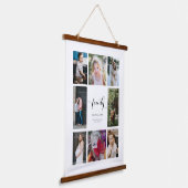 Personalisierter Familienname 8 FotoCollage Wandteppich Mit Holzrahmen (Gewinkelt)