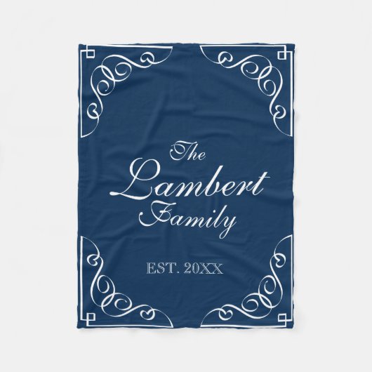 Personalisierter Familienname: Blaue Fleecedecke (Vorderseite)