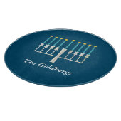 Personalisierter Familienname Blue Hanukkah Menora Schneidebrett (Ecke)