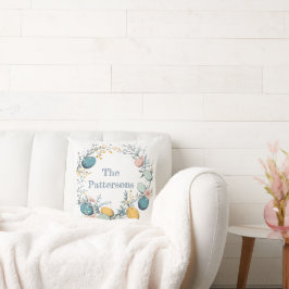 Personalisierter Familienname Blumeneier Ostern Kissen