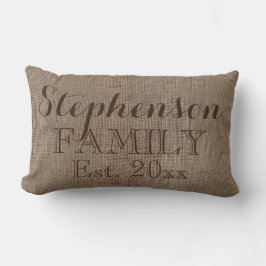 Personalisierter Familienname Burlap Rustic Lendenkissen