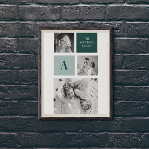 Personalisierter Familienname Collage Foto Geschen Poster