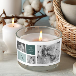 Personalisierter Familienname Collage Foto Geschen Rechteckiger Aufkleber