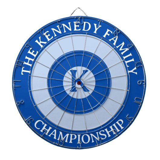 Personalisierter Familienname Custom Monogram Blue Dartscheibe (vorne)