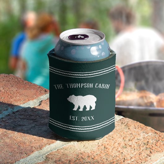 Personalisierter Familienname des rustikalen Bären Dosenkühler