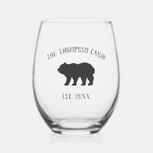Personalisierter Familienname des rustikalen Bären Weinglas Ohne Stiel (Vorderseite)