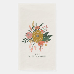 Personalisierter Familienname Erdiges Florales Bot Serviette