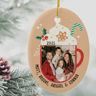 Personalisierter Familienname Foto Heiße Schokolad Keramik Ornament