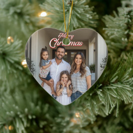 Personalisierter Familienname & Foto Weihnachten Keramik Ornament