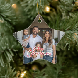 Personalisierter Familienname & Foto Weihnachten Keramik Ornament