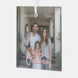 Personalisierter Familienname & Foto Weihnachten Ornament Aus Glas