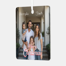 Personalisierter Familienname & Foto Weihnachten Ornament Aus Metall