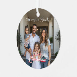 Personalisierter Familienname & Foto Weihnachten Ornament Aus Metall