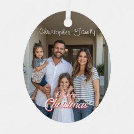 Personalisierter Familienname & Foto Weihnachten Ornament Aus Metall