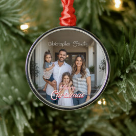 Personalisierter Familienname & Foto Weihnachten Ornament Aus Metall
