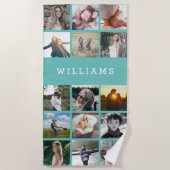 Personalisierter Familienname FotoCollage Strandtuch (Vorderseite)