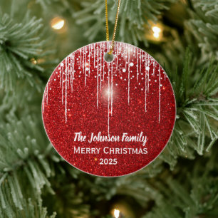 Personalisierter Familienname Frohe Weihnachten Keramik Ornament